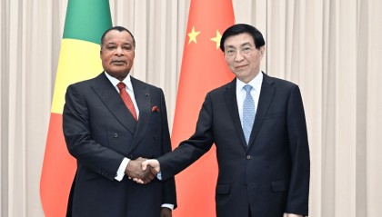 王沪宁会见刚果(布)总统萨苏