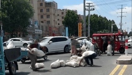 多人哄抢掉地大蒜,遭人呵斥也无济于事……市民:不应占这种小便宜